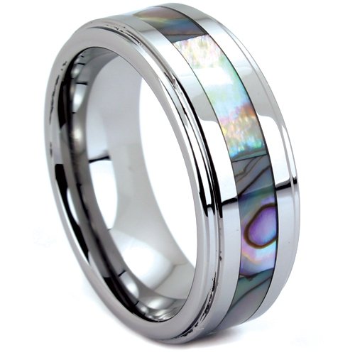 Tungsten Carbide Ring Wedding Band With Abalone Inlay Size Today Tungsten Carbide Ring Wedding Band With Abalone Inlay Size Today